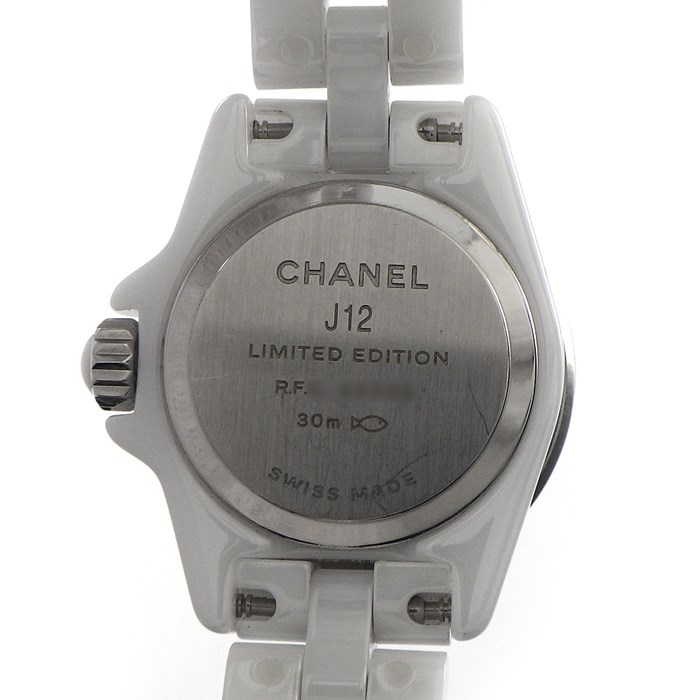 シャネル CHANEL 腕時計 J12 XS H5512 1200本限定モデル ピンクシェル文字盤 ホワイト セラミック ピンクサファイア 計0.33ct SS クオーツアナログ 【中古】