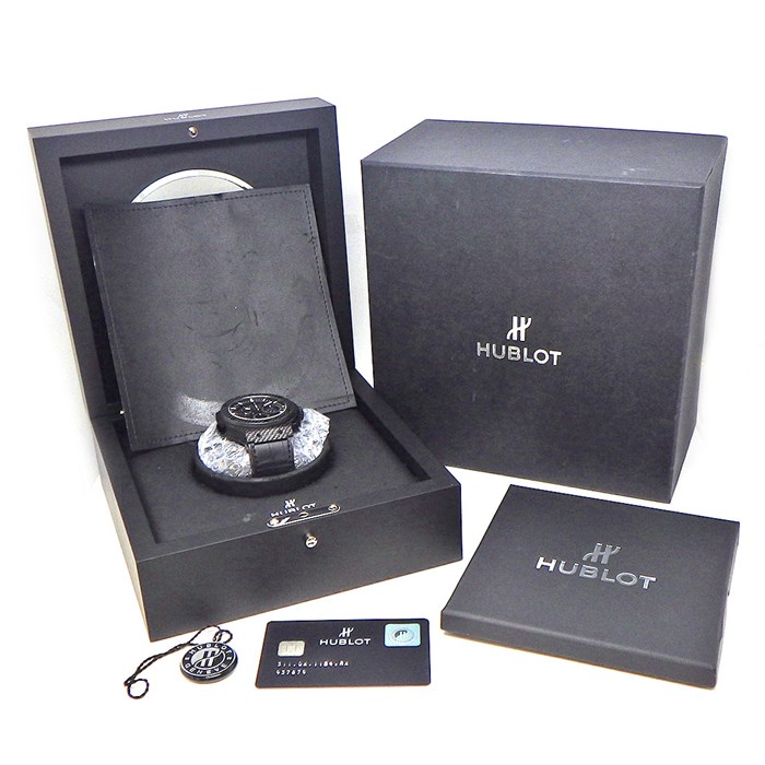 ウブロ Hublot 腕時計 ビッグバン アエロバン カーボン 311.QX.1124.RX カレンダー クロノグラフ スモールセコンド ダミエベゼル スケルトン/ブラック文字盤 カーボンファイバー クロコダイルレザー ラバー 自動巻き 【箱・保付き】 【中古】