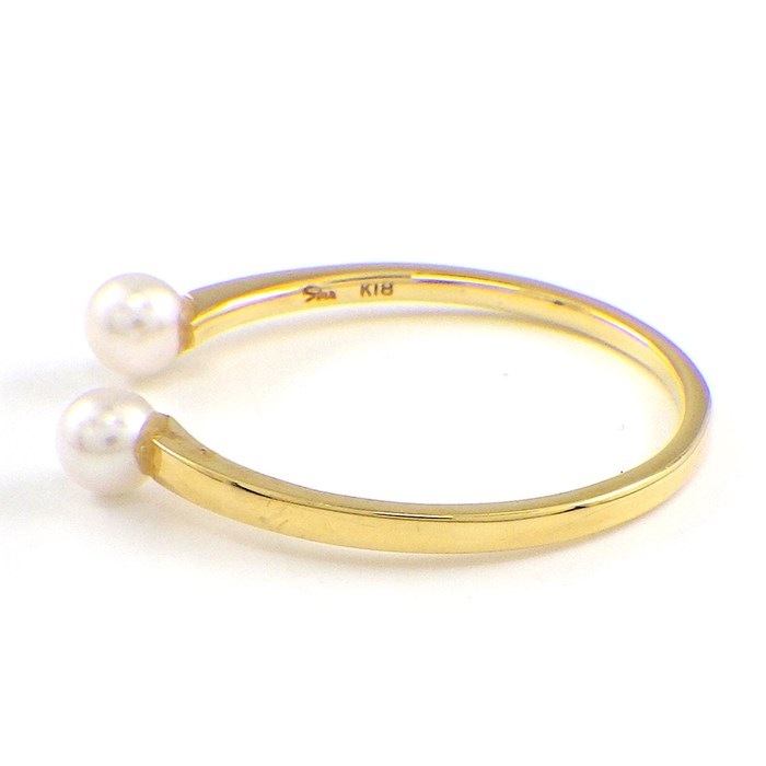 スタージュエリー STAR JEWELRY リング オープン 2ポイント パール 3.5mm珠 K18YG 15.5号 【中古】