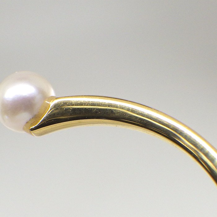 スタージュエリー STAR JEWELRY リング オープン 2ポイント パール 3.5mm珠 K18YG 15.5号 【中古】