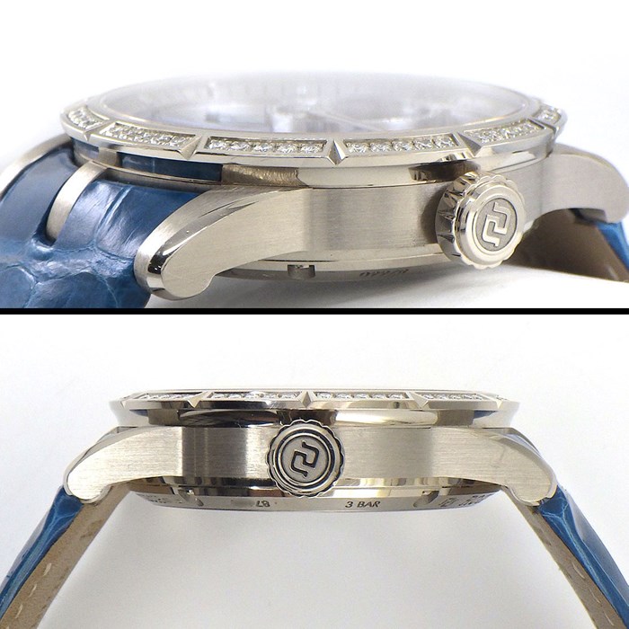 ロジェ・デュブイ ROGER DUBUIS 腕時計 エクスカリバー ブラックライト 42mm RDDBEX0744 世界88本限定 ダイヤベゼル スケルトン/ダイヤ文字盤 計1.17ct K18WG ブルー アリゲーター レザーベルト 自動巻き 【箱・保付き】 【中古】