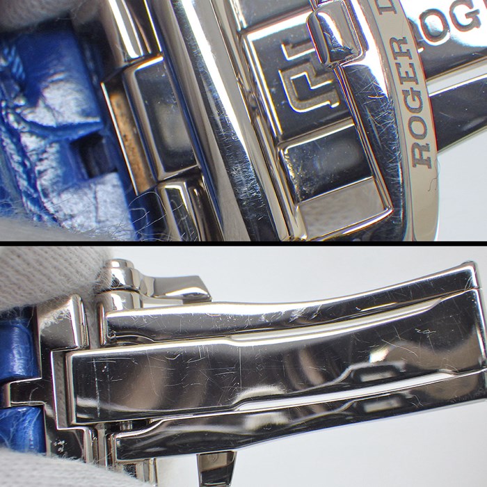 ロジェ・デュブイ ROGER DUBUIS 腕時計 エクスカリバー ブラックライト 42mm RDDBEX0744 世界88本限定 ダイヤベゼル スケルトン/ダイヤ文字盤 計1.17ct K18WG ブルー アリゲーター レザーベルト 自動巻き 【箱・保付き】 【中古】