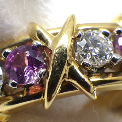 レア！ティファニー 3mm ピンクサファイア ダイヤモンド フォーエバーリング ティファニー ノヴォ™ エメラルド カット ピンク サファイヤ