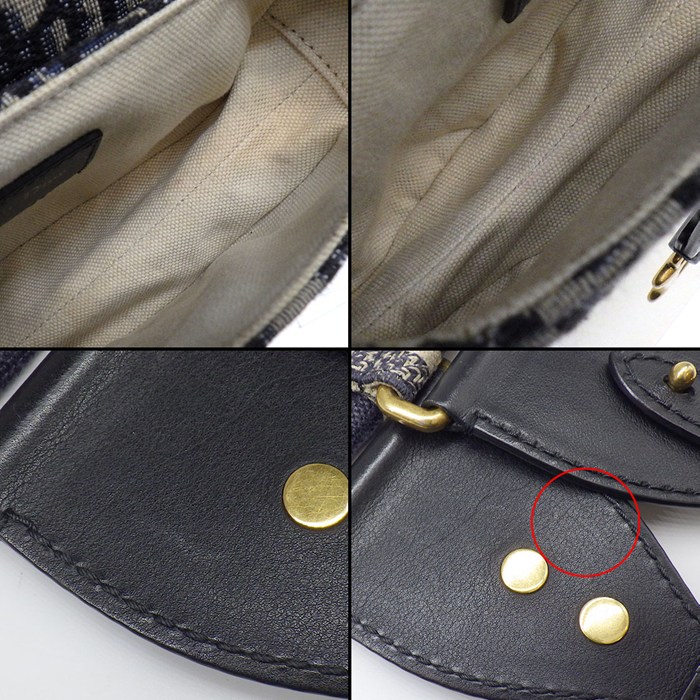 ディオール Dior ショルダーバッグ サドルバッグ ミニ M0456CTZQ_M928 ネイビー ベージュ ディオール オブリーク ジャガード カーフスキン テクニカルファブリック ゴールド金具 【中古】