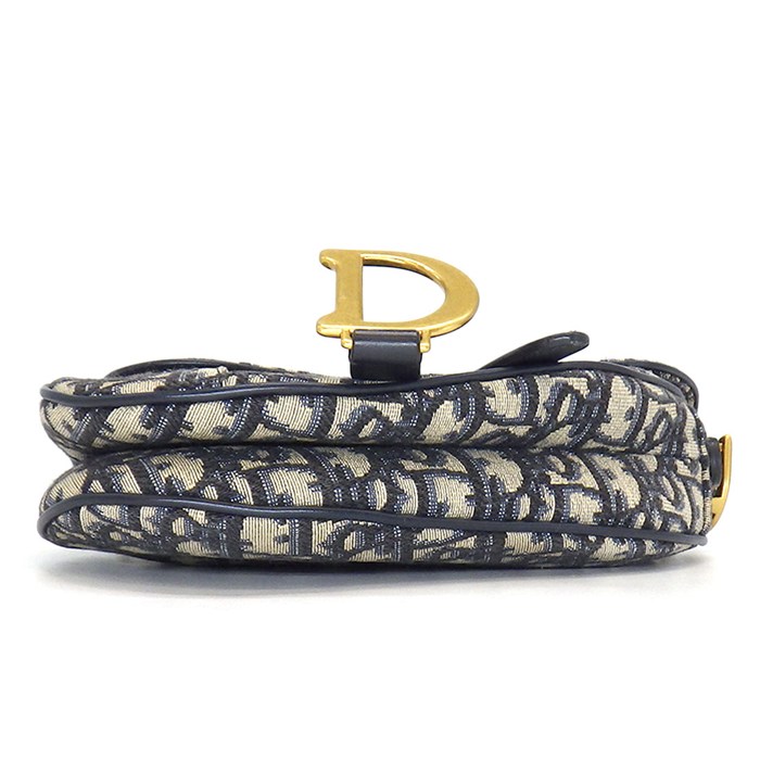 ディオール Dior ショルダーバッグ サドルバッグ ミニ M0456CTZQ_M928 ネイビー ベージュ ディオール オブリーク ジャガード カーフスキン テクニカルファブリック ゴールド金具 【中古】