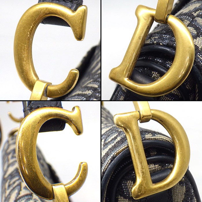 ディオール Dior ショルダーバッグ サドルバッグ ミニ M0456CTZQ_M928 ネイビー ベージュ ディオール オブリーク ジャガード カーフスキン テクニカルファブリック ゴールド金具 【中古】
