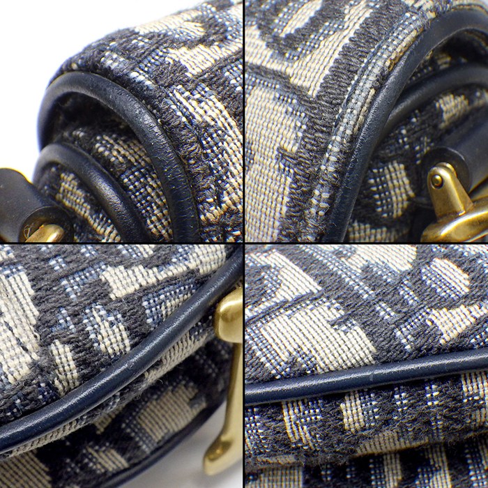 ディオール Dior ショルダーバッグ サドルバッグ ミニ M0456CTZQ_M928 ネイビー ベージュ ディオール オブリーク ジャガード カーフスキン テクニカルファブリック ゴールド金具 【中古】