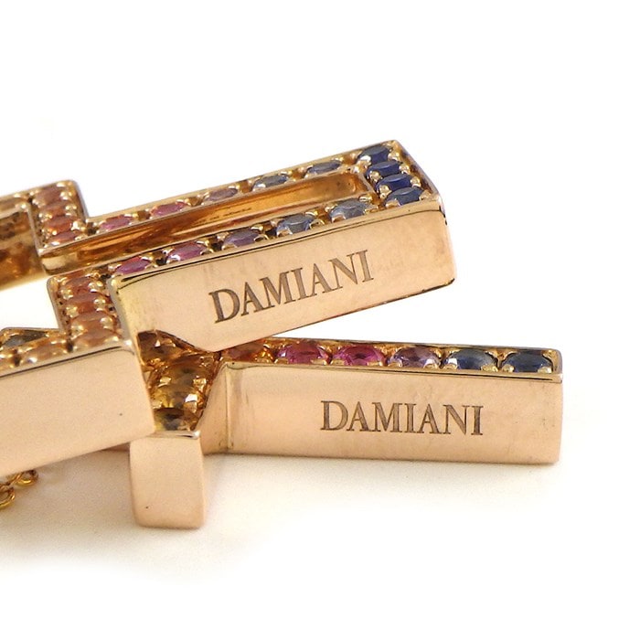 ダミアーニ DAMIANI ネックレス ベルエポック レインボー 20084310_c 創業95周年 記念モデル クロス パヴェ マルチカラー サファイア 計1.48ct ダイヤモンド K18PG 【中古】