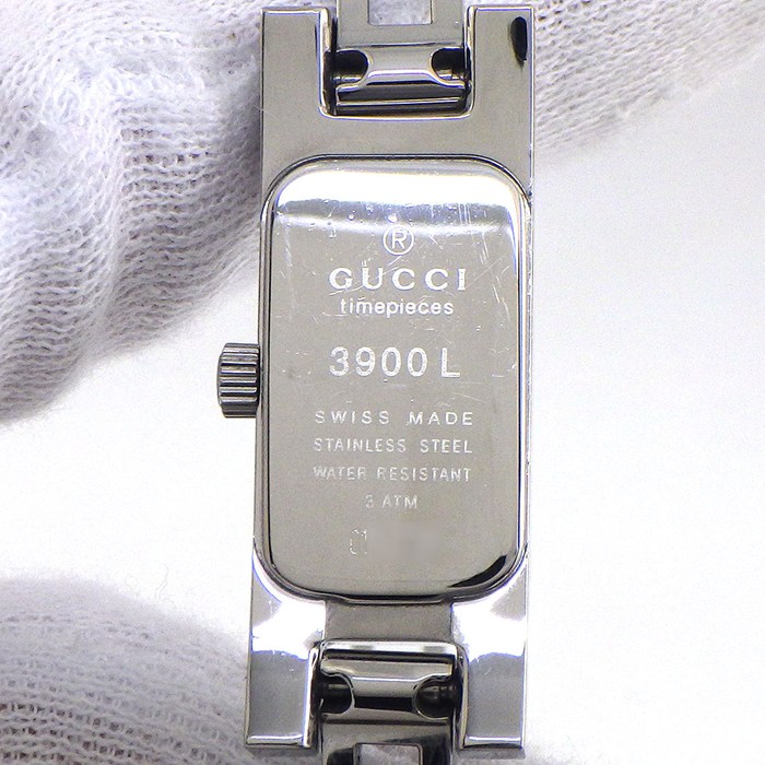 グッチ GUCCI 腕時計 バングルウォッチ 3900L レクタンギュラー シルバーギョーシェ文字盤 SS クオーツアナログ 【中古】