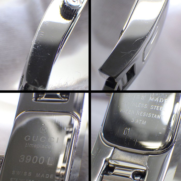 グッチ GUCCI 腕時計 バングルウォッチ 3900L レクタンギュラー シルバーギョーシェ文字盤 SS クオーツアナログ 【中古】