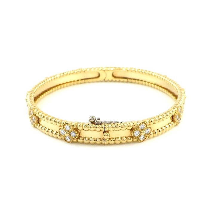 ヴァンクリーフ＆アーペル Van Cleef & Arpels バングル ペルレ スウィートクローバー VCARP6X500 40ポイント ダイヤモンド 0.68ct / #S 【中古】