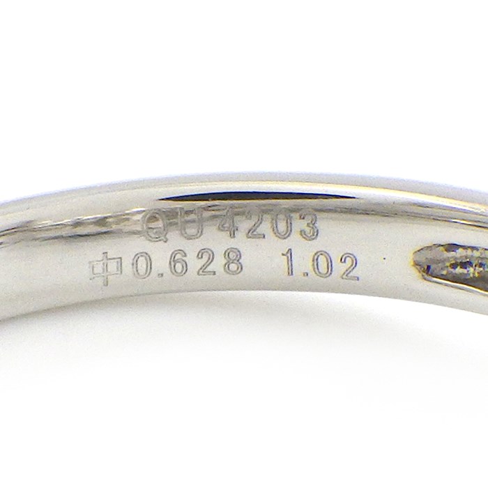 【エメラルドカットダイヤモンド】 リング クラスター エメラルドカット ダイヤモンド 約0.628ct (VLY/SI1 - SI2 グレード※当店見た目) マルチカット パヴェ ダイヤモンド 計1.02ct PT900 13.5号 【中古】