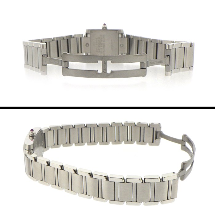 カルティエ Cartier 腕時計 タンクフランセーズ SM W51028Q3 ローマ数字インデックス スクエア ピンクシェル文字盤 SS クオーツアナログ 【箱・保付き】 【中古】