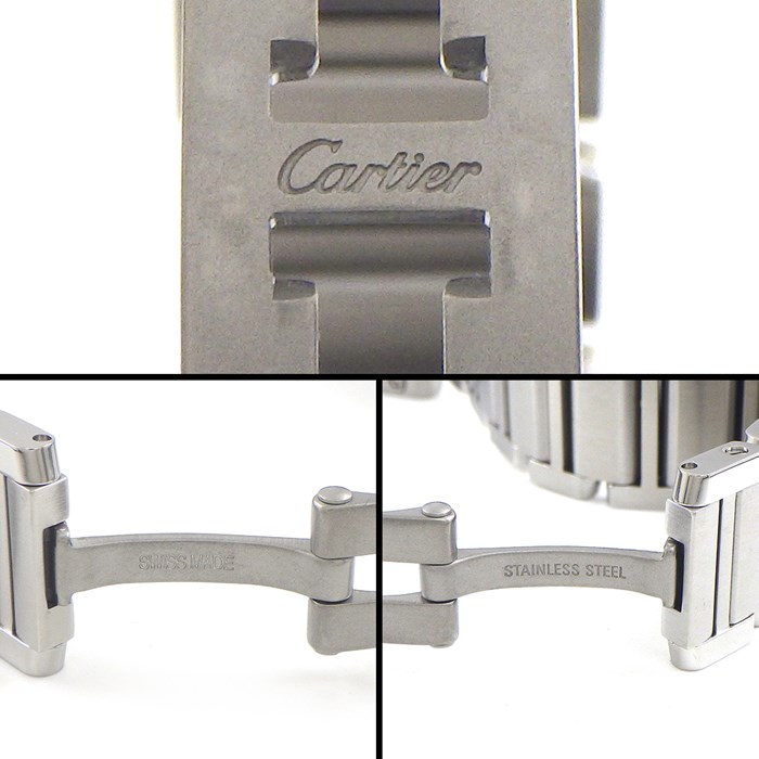 カルティエ Cartier 腕時計 タンクフランセーズ SM W51028Q3 ローマ数字インデックス スクエア ピンクシェル文字盤 SS クオーツアナログ 【箱・保付き】 【中古】