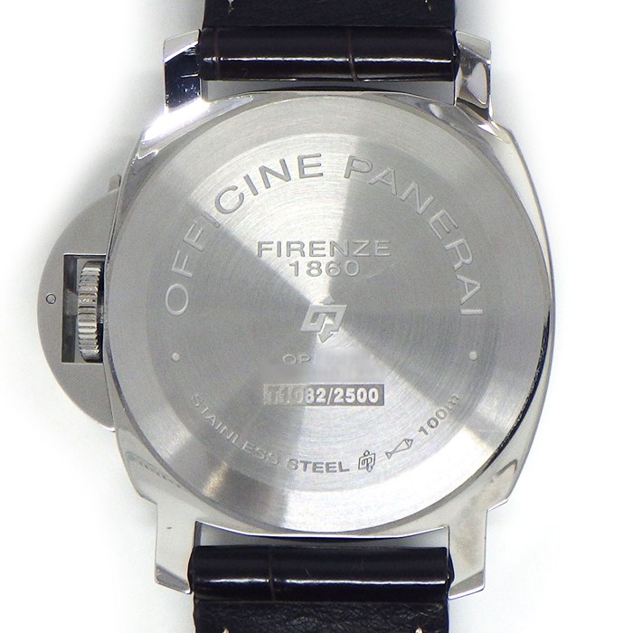 パネライ PANERAI 腕時計 ルミノールマリーナ ロゴ PAM01005 ブラック文字盤 夜光針/インデックス スモールセコンド アリゲーターレザーベルト SS 手巻き 【中古】
