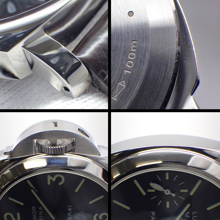 パネライ PANERAI 腕時計 ルミノールマリーナ ロゴ PAM01005 ブラック文字盤 夜光針/インデックス スモールセコンド アリゲーターレザーベルト SS 手巻き 【中古】