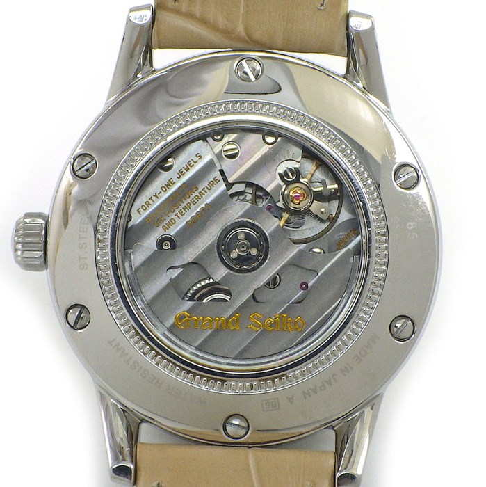 グランドセイコー Grand Seiko 腕時計 メカニカル SBGL017/9S67-00G0 アイボリー文字盤 デイト 裏スケ パワーリザーブ表示 SS ベージュ レザーベルト 自動巻き