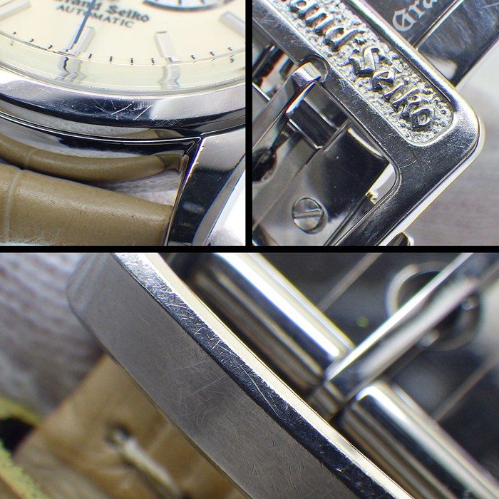 グランドセイコー Grand Seiko 腕時計 メカニカル SBGL017/9S67-00G0 アイボリー文字盤 デイト 裏スケ パワーリザーブ表示 SS ベージュ レザーベルト 自動巻き