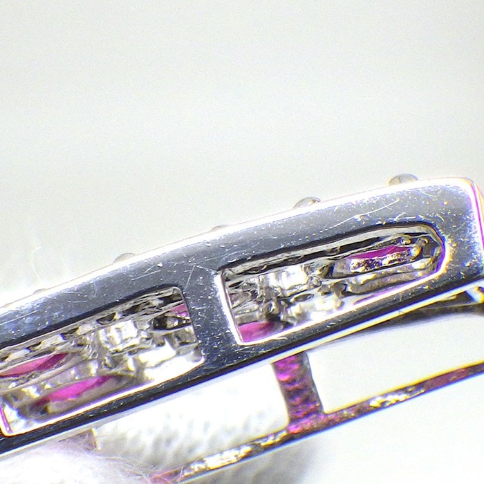【ルビー ダイヤモンド】 ネックレス レクタングル 長方形 ルビー 計1.44ct ダイヤモンド 計0.31ct K18WG 【中古】