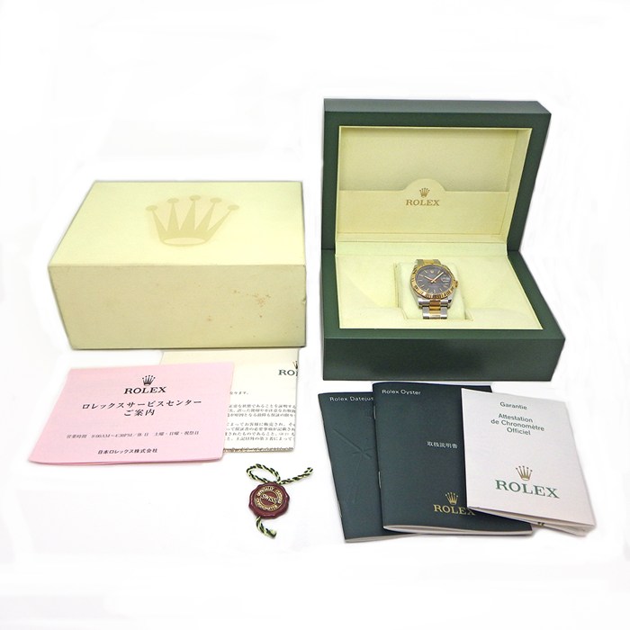 ロレックス Rolex 腕時計 デイトジャスト ターノグラフ 116263 F番 2003-2004年製 デイト 夜光インデックス 夜光針 回転ベゼル ルーレット刻印 グレー文字盤 K18YG SS 自動巻き 【箱・保付き】 【中古】