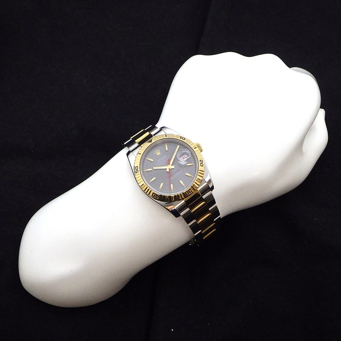 ロレックス Rolex 腕時計 デイトジャスト ターノグラフ 116263 F番 2003-2004年製 デイト 夜光インデックス 夜光針 回転ベゼル ルーレット刻印 グレー文字盤 K18YG SS 自動巻き 【箱・保付き】 【中古】