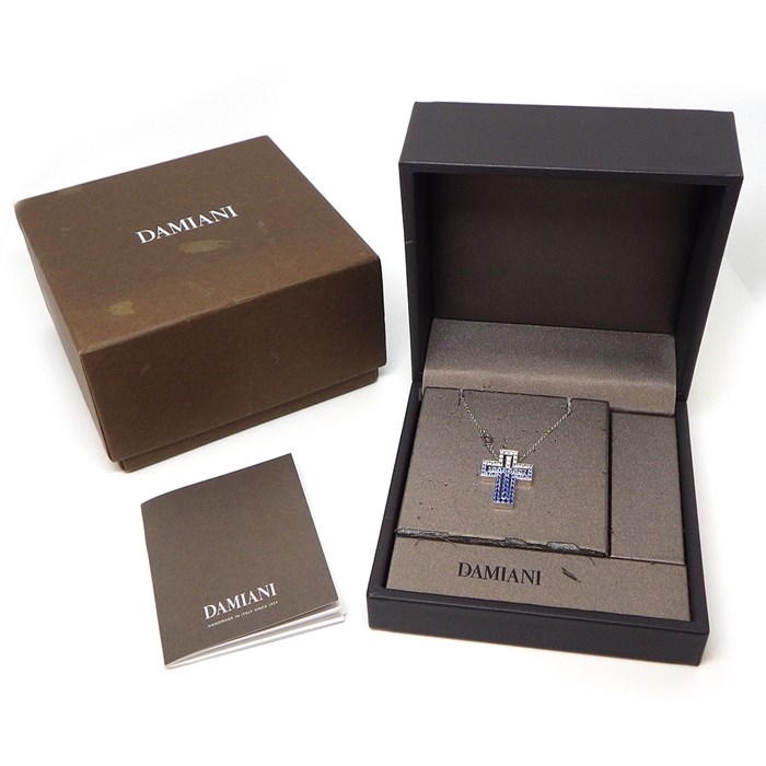 ダミアーニ DAMIANI ネックレス ベル エポック アイスバーグ 20087030 日本限定 ダブル クロス パヴェ サファイア 計1.188ct ダイヤモンド 計0.19ct K18WG 【箱・保付き】 【中古】