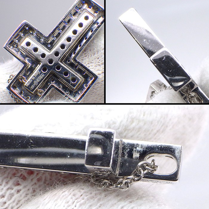 ダミアーニ DAMIANI ネックレス ベル エポック アイスバーグ 20087030 日本限定 ダブル クロス パヴェ サファイア 計1.188ct ダイヤモンド 計0.19ct K18WG 【箱・保付き】 【中古】