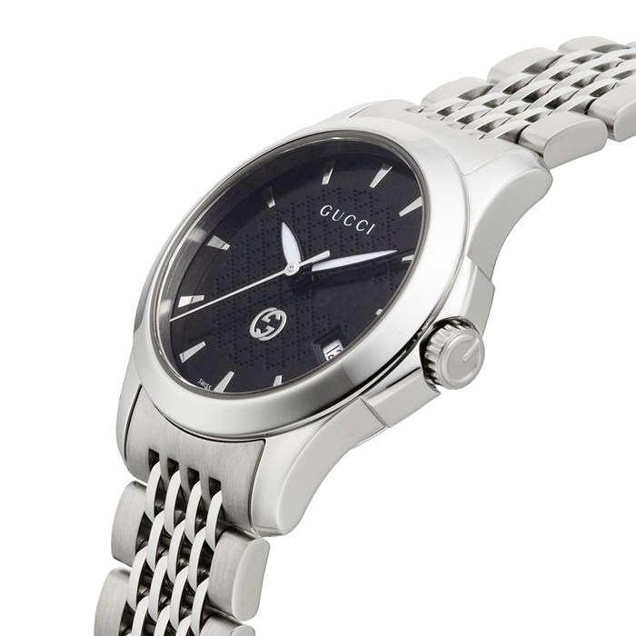 【新品・2年保証】グッチ GUCCI 腕時計 Gタイムレス YA1265006 ブラック文字盤 黒 デイト SS クオーツアナログ 【箱・保付き】