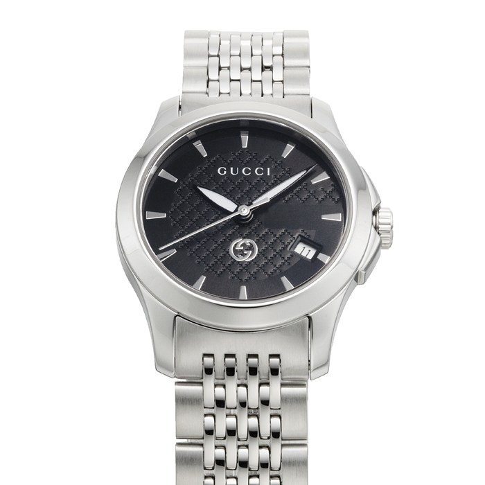 【新品・2年保証】グッチ GUCCI 腕時計 Gタイムレス YA1265006 ブラック文字盤 黒 デイト SS クオーツアナログ 【箱・保付き】