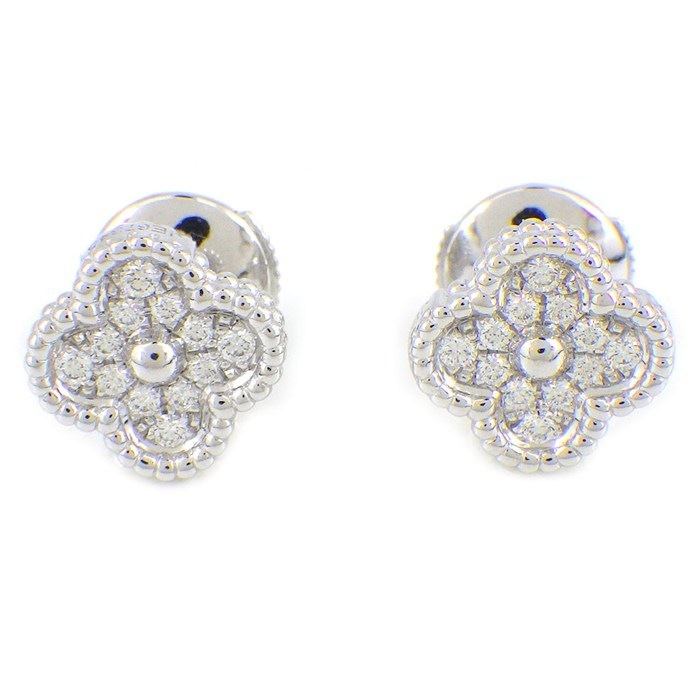 ヴァンクリーフ＆アーペル Van Cleef & Arpels ピアス スウィートアルハンブラ VCARO85500 24ポイント ダイヤモンド 計0.16ct K18WG 【中古】