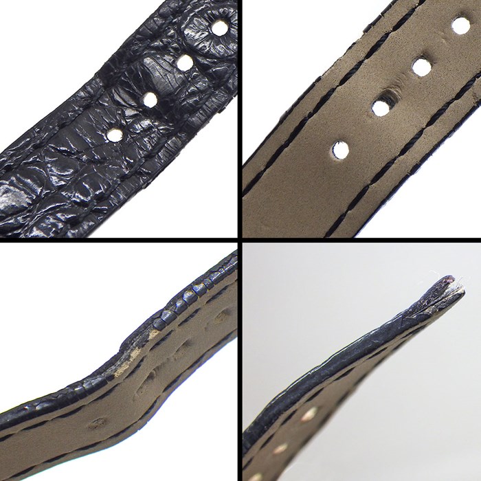フランクミュラー FRANCK MULLER 腕時計 ロングアイランド プティ 802QZ 夜光針/インデックス レクタンギュラー ギョーシェ ヴァーグ ブラック文字盤 SS ブラック アリゲーター レザーベルト クオーツアナログ 【中古】