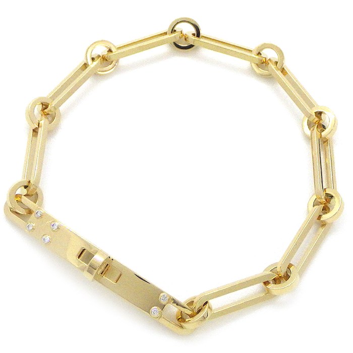 エルメス HERMES ブレスレット ケリー PM クラスプ モチーフ チェーン 6ポイント ダイヤモンド K18YG / #SH 【中古】