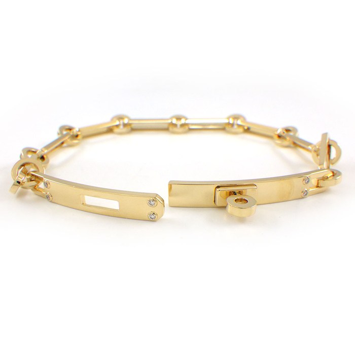 エルメス HERMES ブレスレット ケリー PM クラスプ モチーフ チェーン 6ポイント ダイヤモンド K18YG / #SH 【中古】