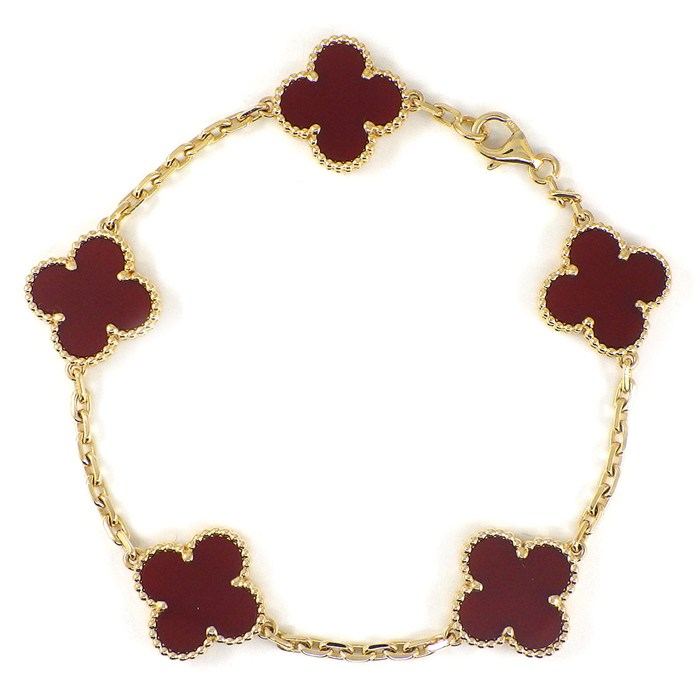 ヴァンクリーフ＆アーペル Van Cleef & Arpels ブレスレット ヴィンテージアルハンブラ 5モチーフ VCARD35500 カーネリアン K18YG 【中古】