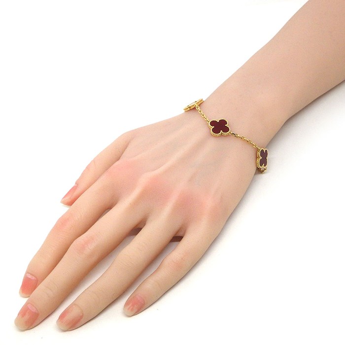 ヴァンクリーフ＆アーペル Van Cleef & Arpels ブレスレット ヴィンテージアルハンブラ 5モチーフ VCARD35500 カーネリアン K18YG 【中古】