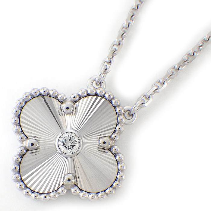 ヴァンクリーフ＆アーペル Van Cleef & Arpels ネックレス ヴィンテージアルハンブラ VCARP6L800 2020年 ホリデーコレクション クリスマス限定モデル ギョーシェ 1ポイント ダイヤモンド K18WG 【中古】
