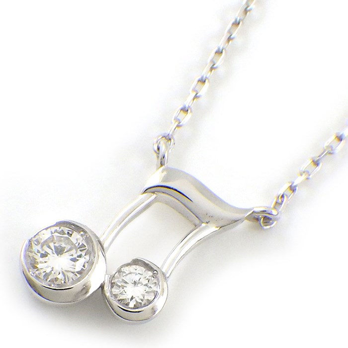 スタージュエリー STAR JEWELRY ネックレス 音符 モチーフ ダイヤモンド 0.07ct K18WG 【中古】