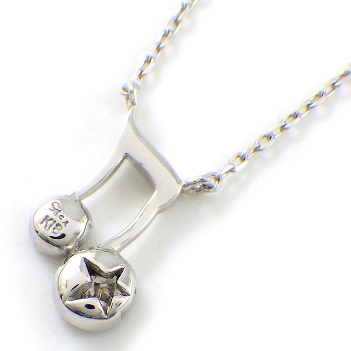 スタージュエリー STAR JEWELRY ネックレス 音符 モチーフ ダイヤモンド 0.07ct K18WG 【中古】