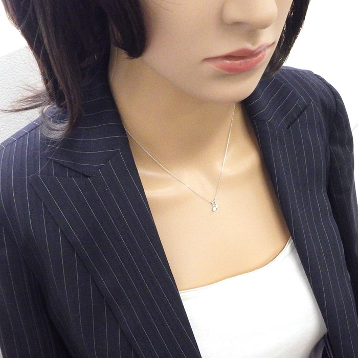 スタージュエリー STAR JEWELRY ネックレス 音符 モチーフ ダイヤモンド 0.07ct K18WG 【中古】