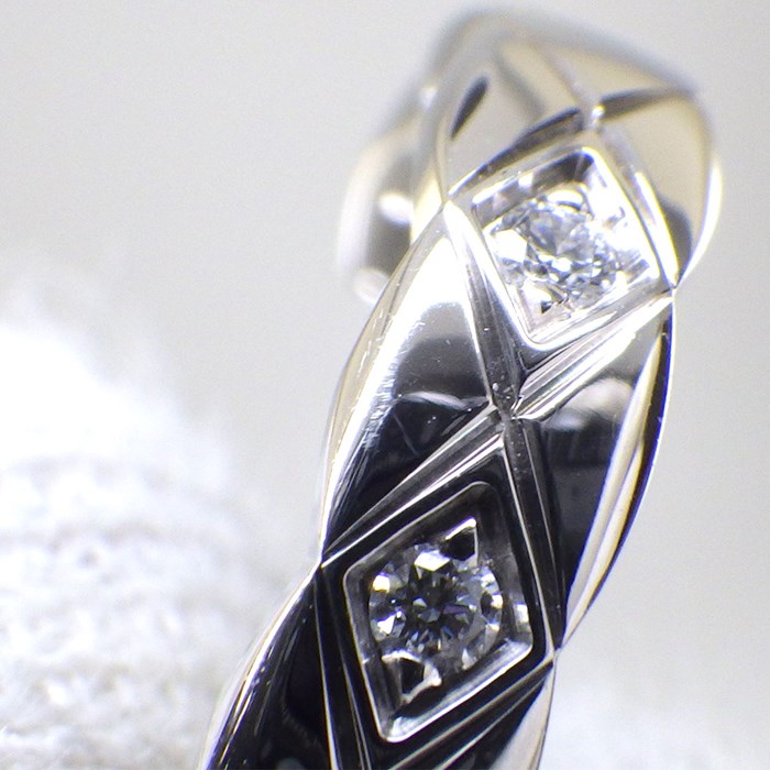 シャネル CHANEL イヤーカフ ココクラッシュ J12154 フープ マトラッセ キルティング 5ポイント ダイヤモンド 計0.05ct K18WG ※片方のみ 【中古】