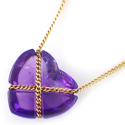 ティファニー Tiffany & Co. ネックレス チェーンクロス ハート アメジスト K18YG 【中古】