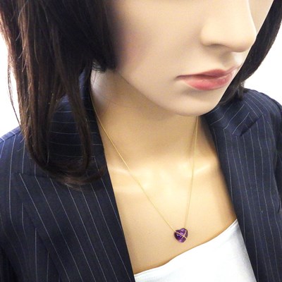ティファニー Tiffany & Co. ネックレス チェーンクロス ハート アメジスト K18YG 【中古】