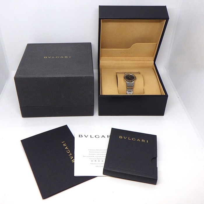 ブルガリ BVLGARI 腕時計 ブルガリブルガリ BB26SS ブラック文字盤 ロゴベゼル デイト SS クオーツアナログ 【箱・保付き】 【中古】