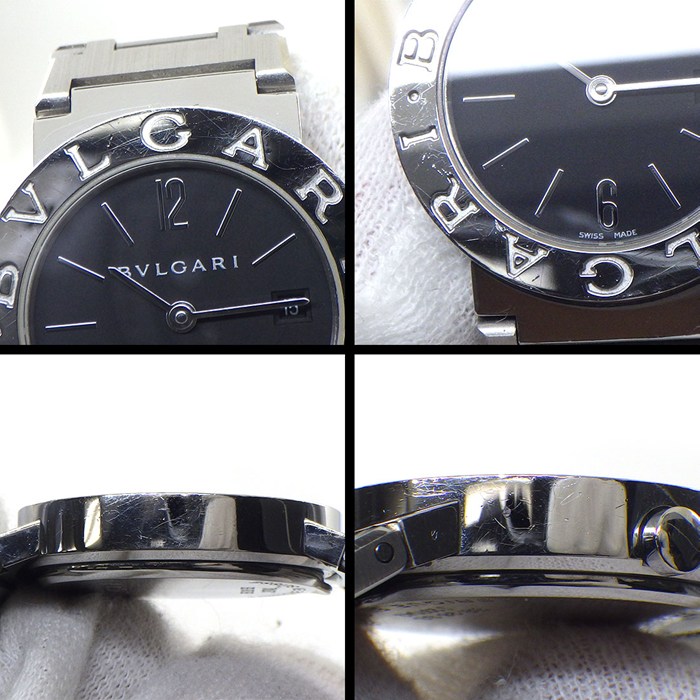 ブルガリ BVLGARI 腕時計 ブルガリブルガリ BB26SS ブラック文字盤 ロゴベゼル デイト SS クオーツアナログ 【箱・保付き】 【中古】