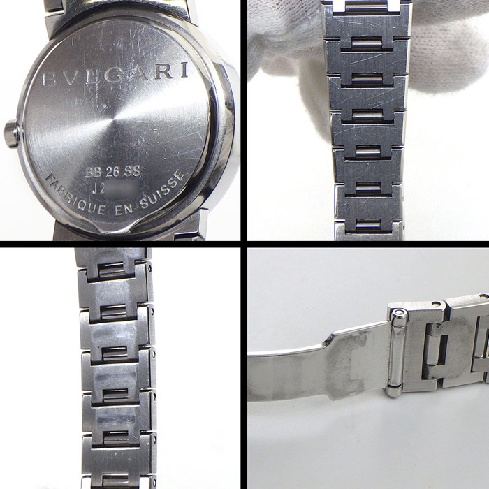 ブルガリ BVLGARI 腕時計 ブルガリブルガリ BB26SS ブラック文字盤 ロゴベゼル デイト SS クオーツアナログ 【箱・保付き】 【中古】