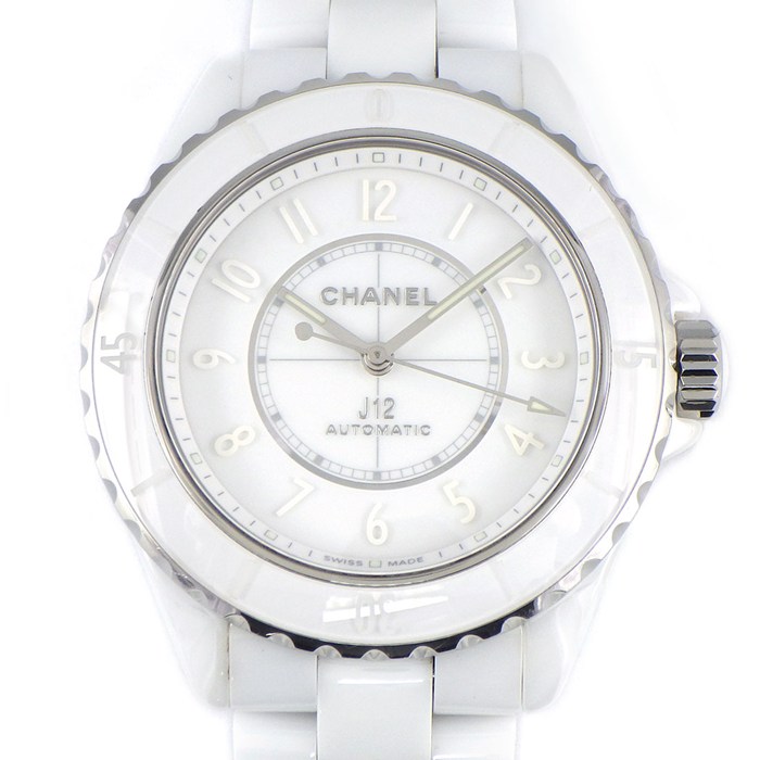 シャネル CHANEL 腕時計 J12 ファントム キャリバー12.1 H6186 1200本限定モデル 裏スケ 回転ベゼル 夜光インデックス 夜光針 ホワイト文字盤 SS ホワイトセラミック 自動巻き 【中古】