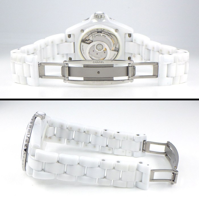 シャネル CHANEL 腕時計 J12 ファントム キャリバー12.1 H6186 1200本限定モデル 裏スケ 回転ベゼル 夜光インデックス 夜光針 ホワイト文字盤 SS ホワイトセラミック 自動巻き 【中古】