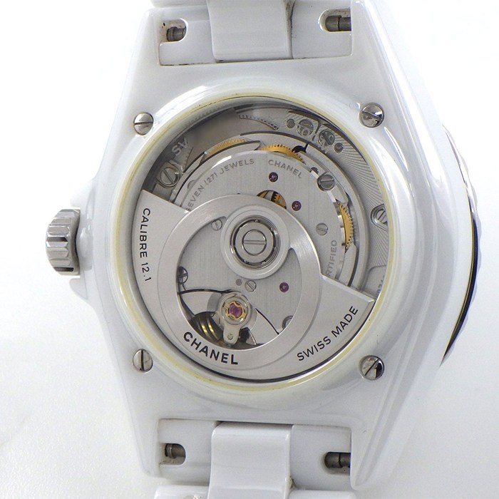 シャネル CHANEL 腕時計 J12 ファントム キャリバー12.1 H6186 1200本限定モデル 裏スケ 回転ベゼル 夜光インデックス 夜光針 ホワイト文字盤 SS ホワイトセラミック 自動巻き 【中古】