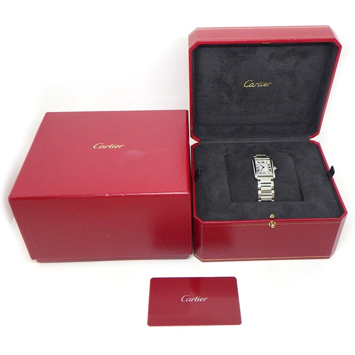 カルティエ Cartier 腕時計 タンクマスト SM WSTA0051 レクタンギュラー シルバー文字盤 ローマンインデックス SS クオーツアナログ 【箱・保付き】 【中古】