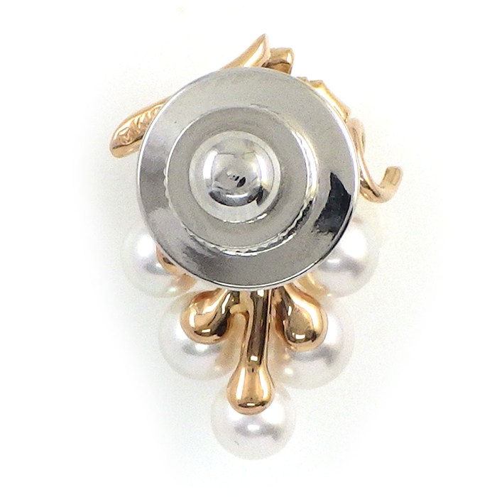 ミキモト MIKIMOTO ピンブローチ ブドウモチーフ パール 4.0-5.0mm珠 K18PG K18WG 【中古】
